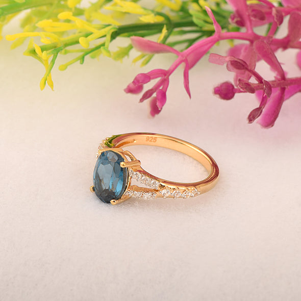 Teal Lab Created Spinel Ring