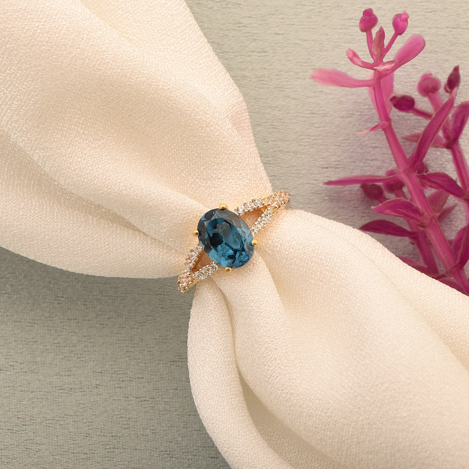 Teal Lab Created Spinel Ring