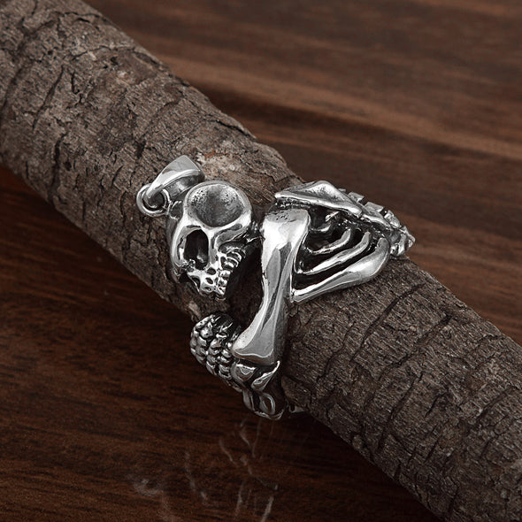 Unique Skull Pendant Vintage Biker Harley Masonic Skeleton Pendant Unisex Necklace Gift For Him
