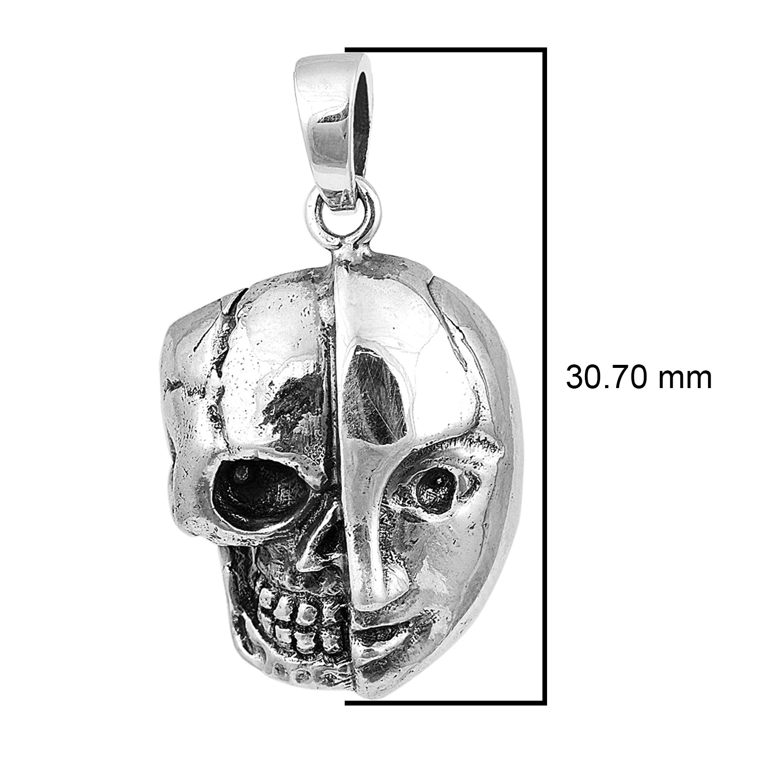 Dual Face & Skull Life & Death Pendant Design - Sterling Silver