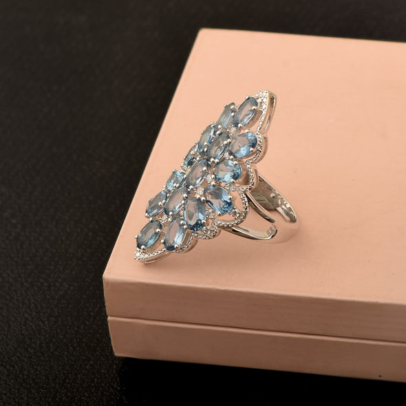 8.96 Ctw Oval Blue Spinel 925 Sterling Silver  Cocktail Women Ring