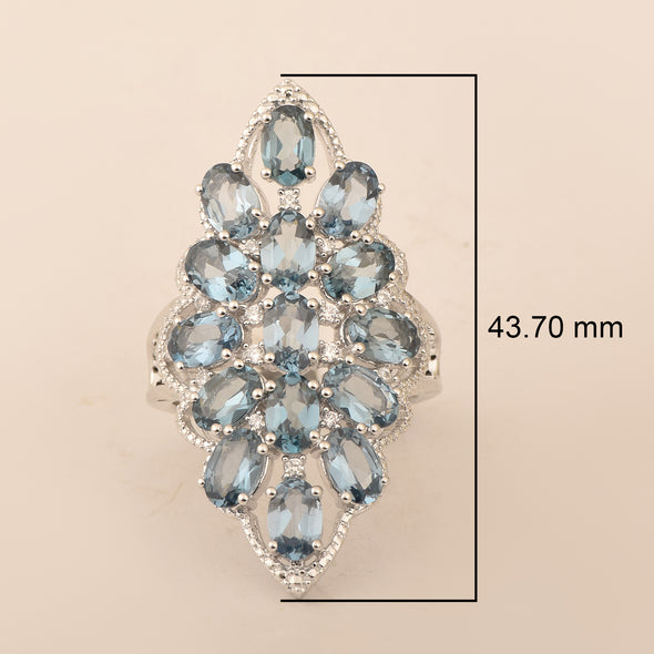 8.96 Ctw Oval Blue Spinel 925 Sterling Silver  Cocktail Women Ring