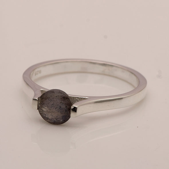 925 Sterling Silver Round-Cut Labradorite Bridal Wedding Ring