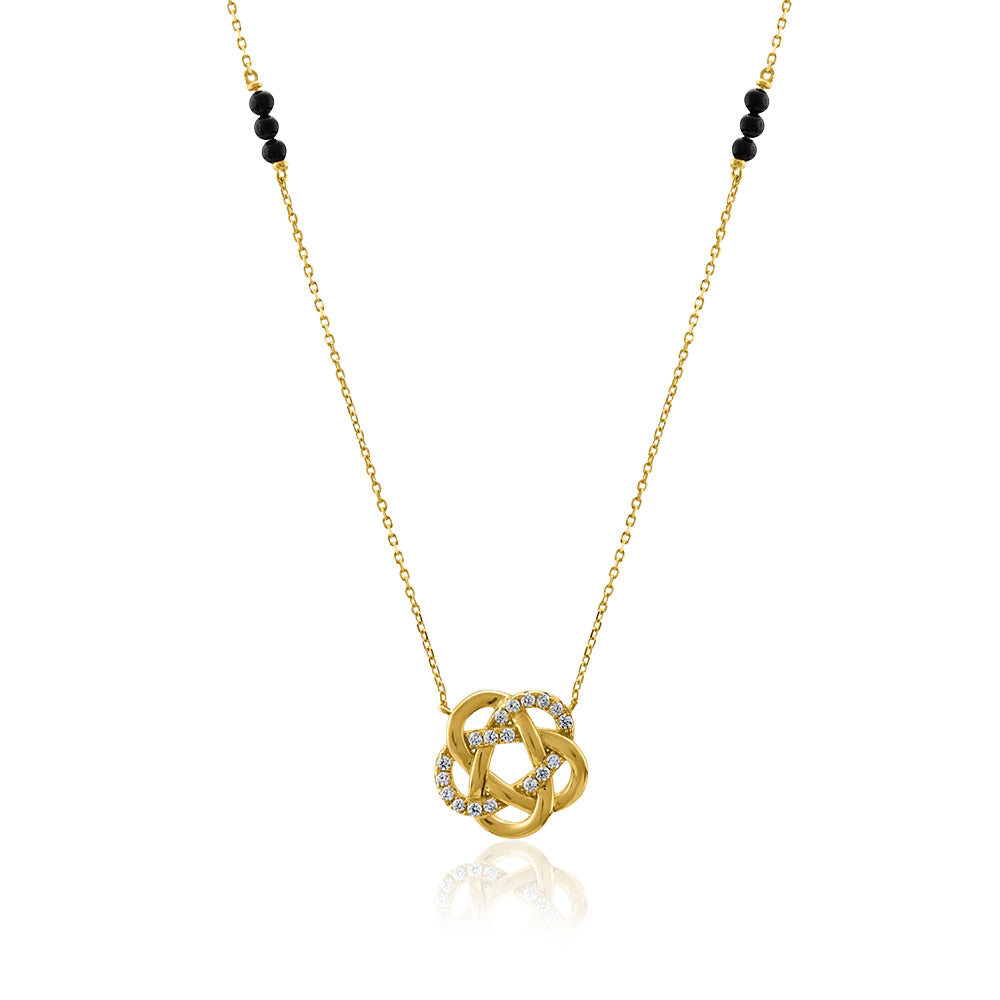 Interlinked Knot CZ Pendant Mangalsutra – Sterling Silver Gold Plated
