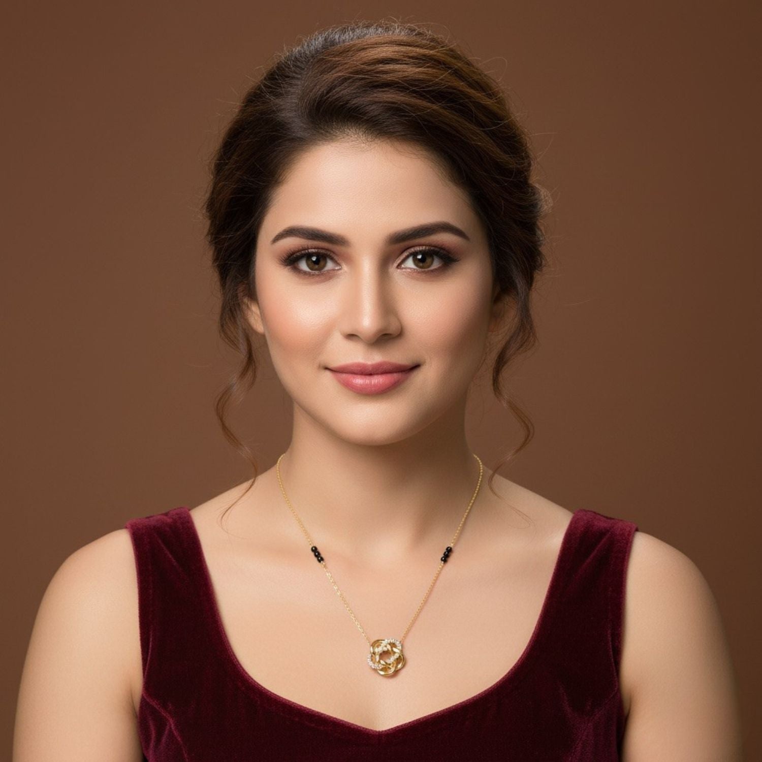 Interlinked Knot CZ Pendant Mangalsutra – Sterling Silver Gold Plated
