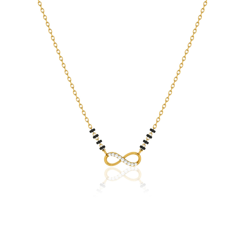 Round CZ Infinity Mangalsutra – Sterling Silver Gold Plated