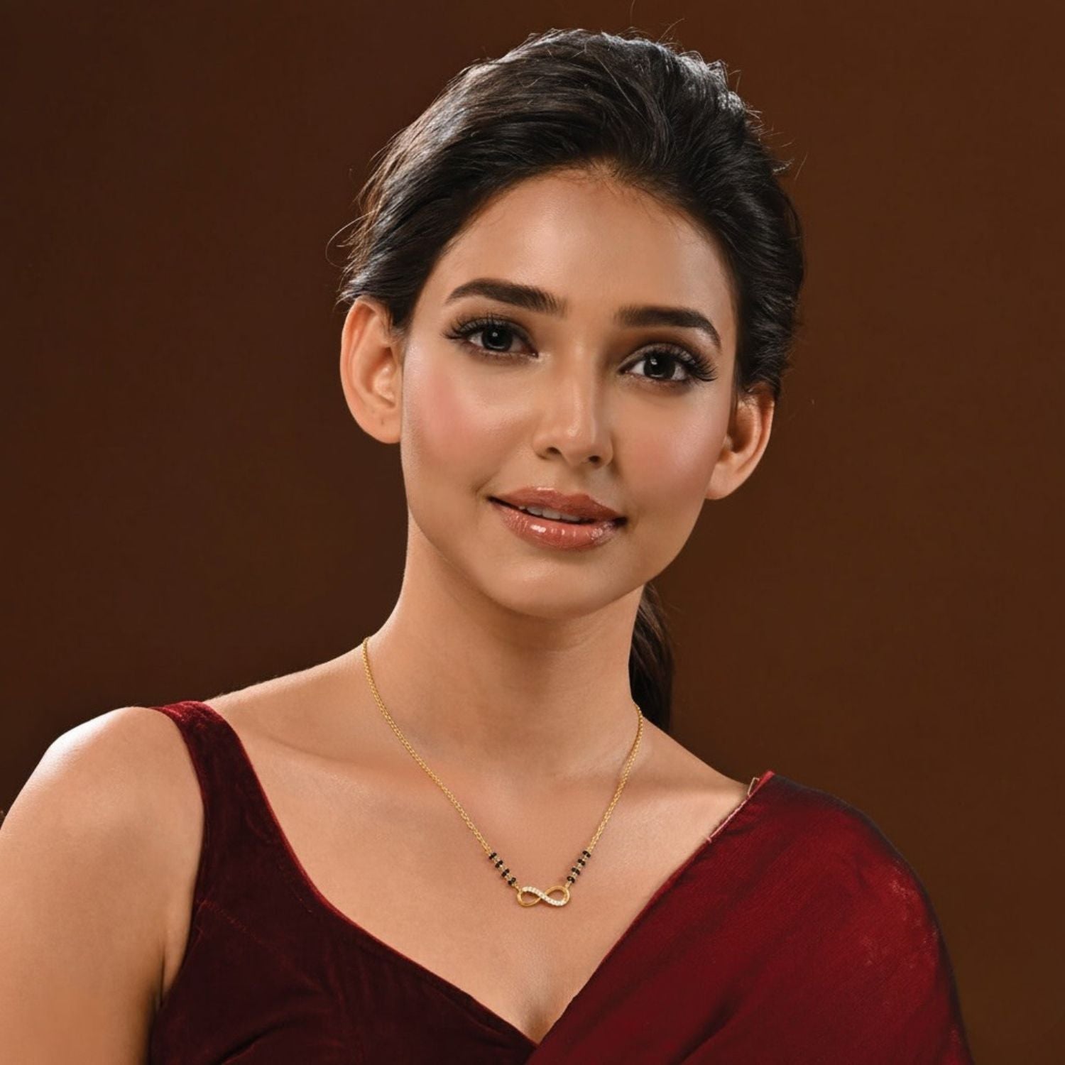Round CZ Infinity Mangalsutra – Sterling Silver Gold Plated