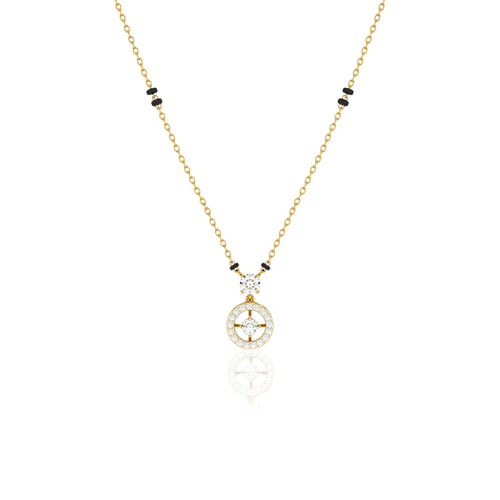 Round CZ Dual-Layer Drop Mangalsutra – Sterling Silver Gold Plated