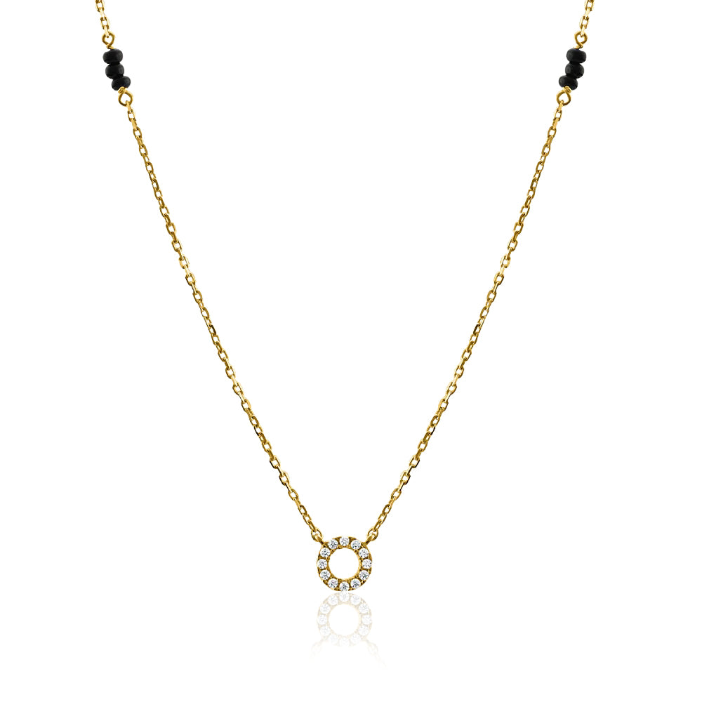 Round CZ Circle Mangalsutra –  Sterling Silver Gold-Plated