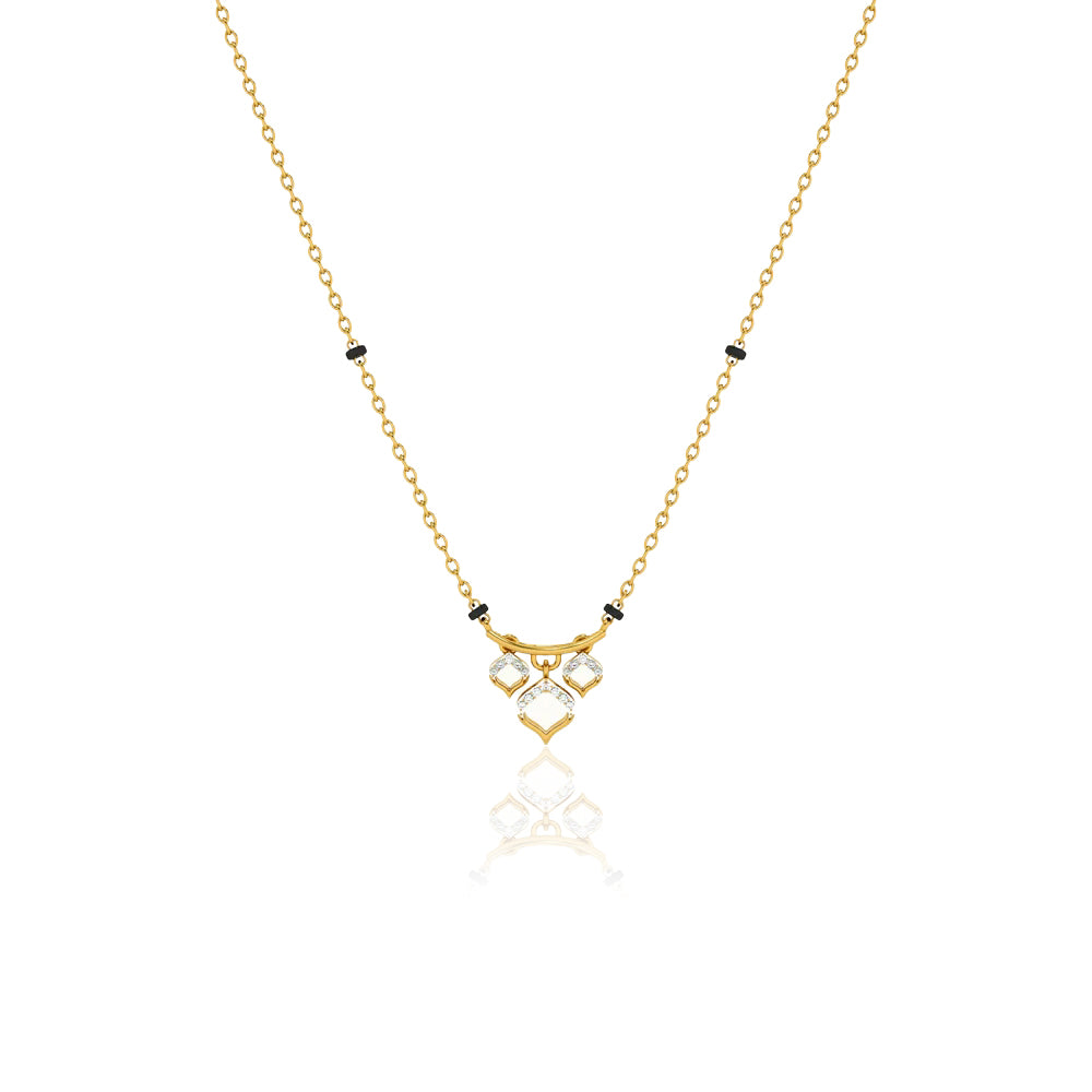 Round CZ Geometric Mangalsutra – Sterling Silver Gold Plated