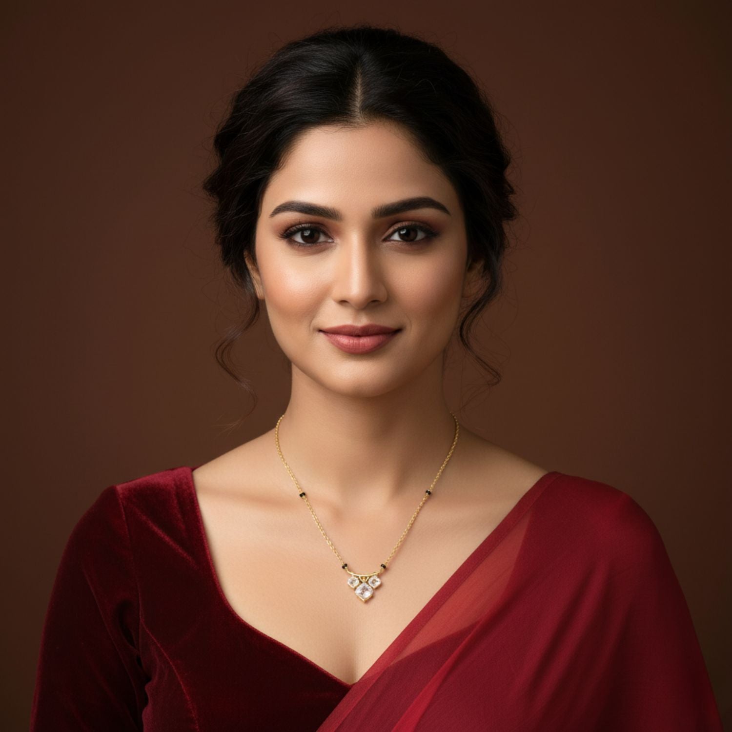 Round CZ Geometric Mangalsutra – Sterling Silver Gold Plated