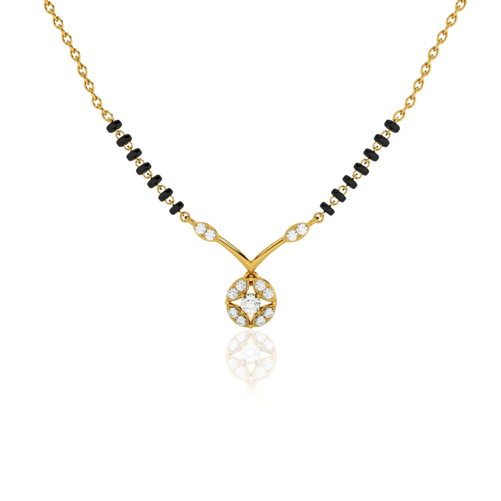 Round CZ Floral Mangalsutra – Sterling Silver Gold Plated
