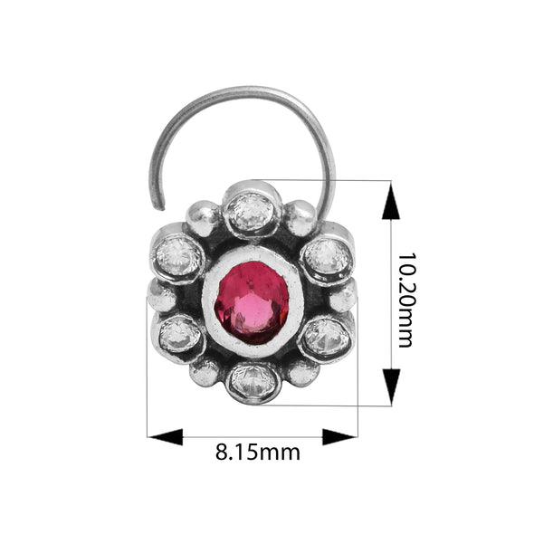 925 Sterling Silver Studs Nose Pin For Women Ruby Gemstone