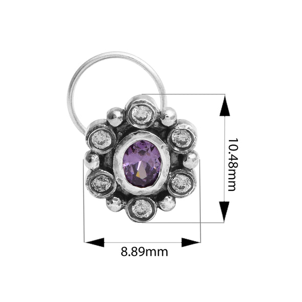 Purple Gemstone Studs Nose Pin 925 Sterling Silver Nose Pin