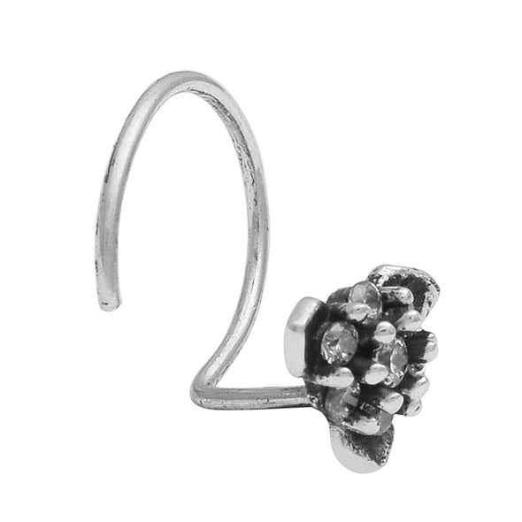 925 Sterling Silver Traditional Nose Pin Black Oxidized Jewelry For Women