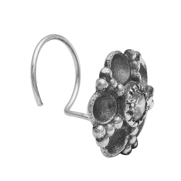 Vintage Black Oxidized Handmade Jewelry For Women 925 Sterling Silver Traditional Nose Pin