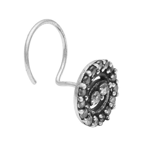 Oxidized Silver Bollywood Style Nose Pin Traditional Indian Jewelry For Women