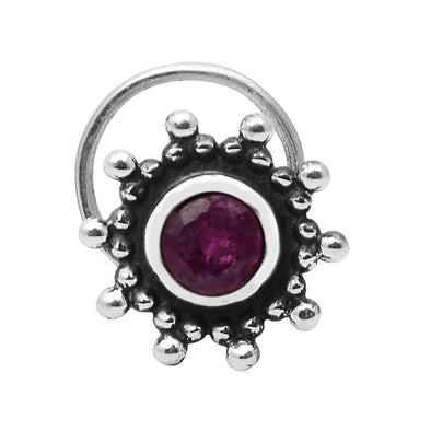 925 Sterling Silver Garnet Studs Nose Ring Vintage Nose Pin For Women