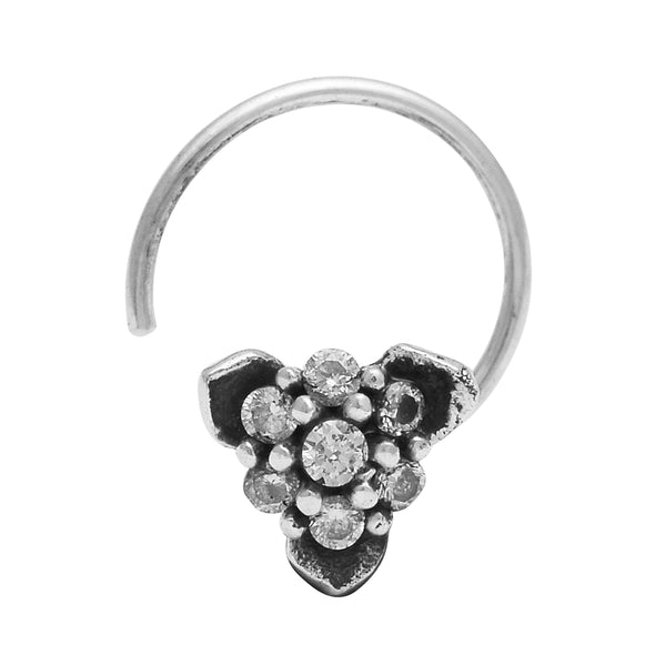 925 Sterling Silver Traditional Nose Pin Black Oxidized Jewelry For Women