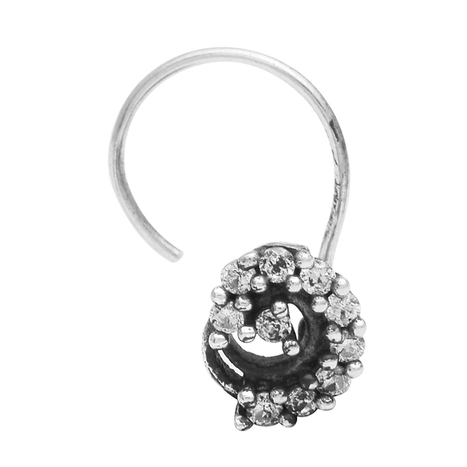Oxidized Circular Nose Pin - Sterling Silver