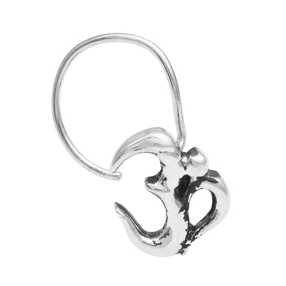 Om Symbol Silver Plated Oxidized Nose Pin