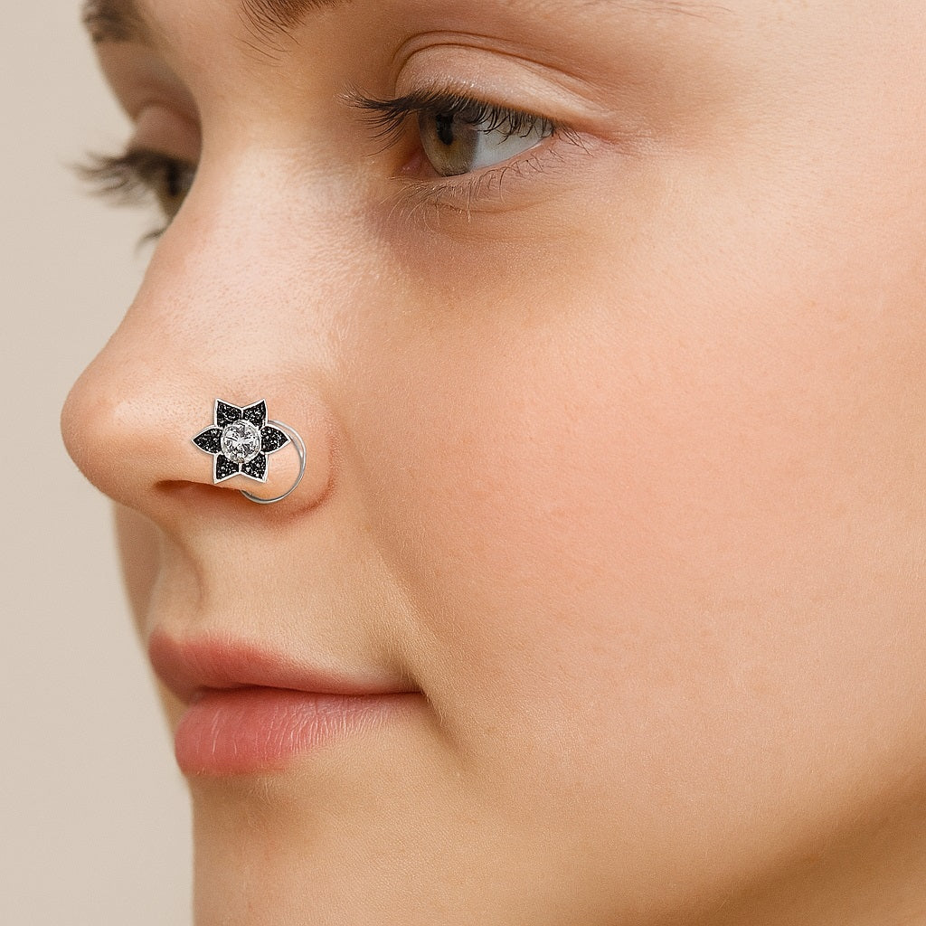 Swirl Design Nose Pin - Sterling Silver