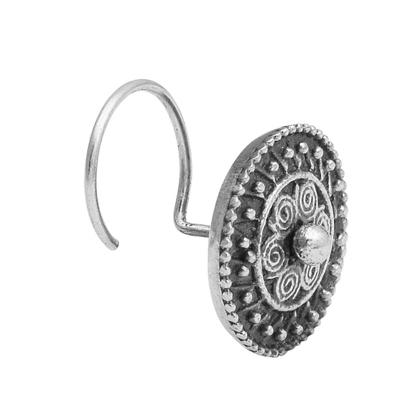 Round Traditional Nose Pin 925 Sterling Silver Oxidized Nose Pin For Women Handmade Jewelry