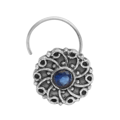 Unique Blue CZ Piercing Nose Pin For Women Handmade Jewelry Indian Traditional Nose Pin