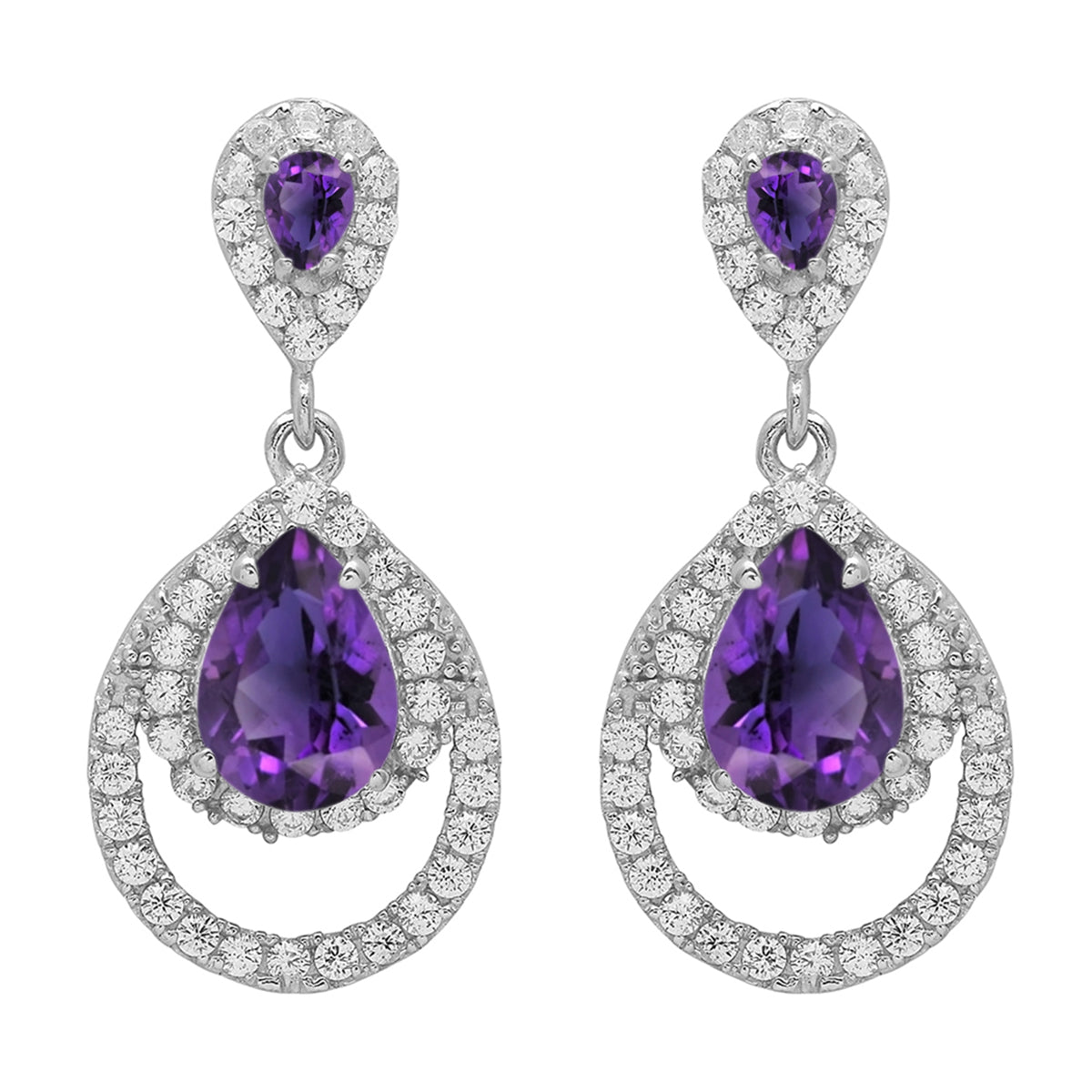 925 Sterling Silver Multi Gemstone Dangle Earrings
