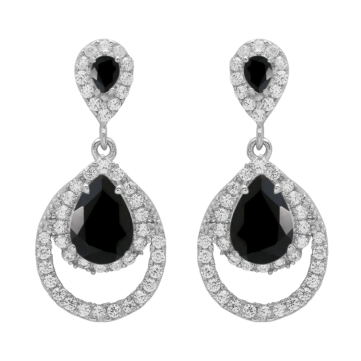 925 Sterling Silver Multi Gemstone Dangle Earrings