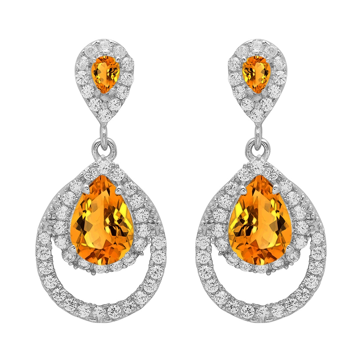 925 Sterling Silver Multi Gemstone Dangle Earrings