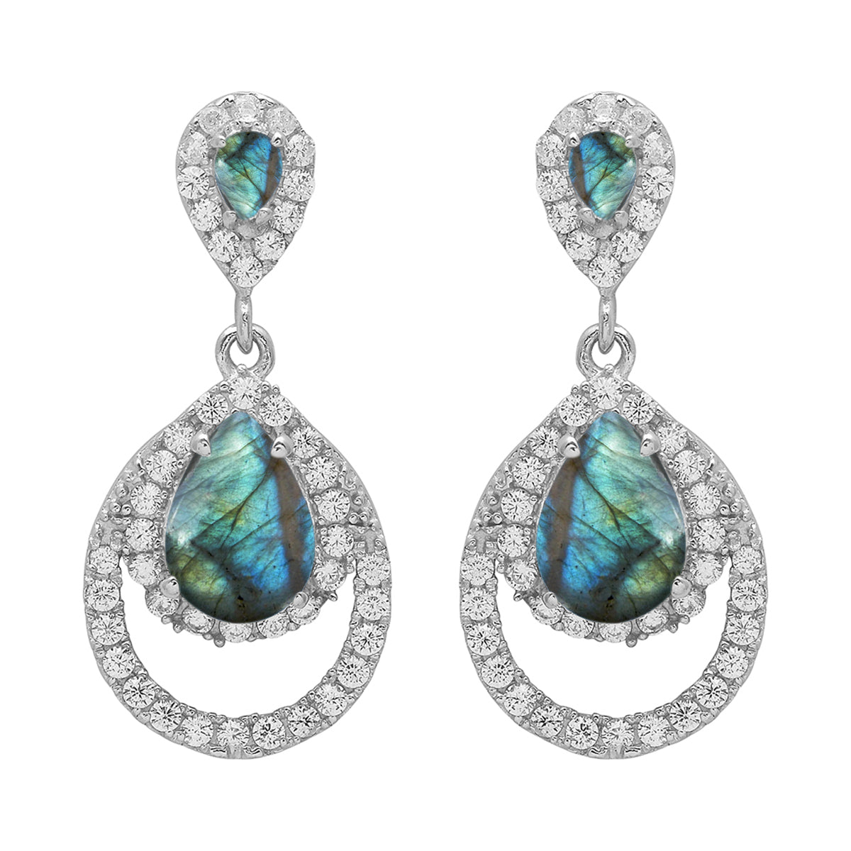 925 Sterling Silver Multi Gemstone Dangle Earrings