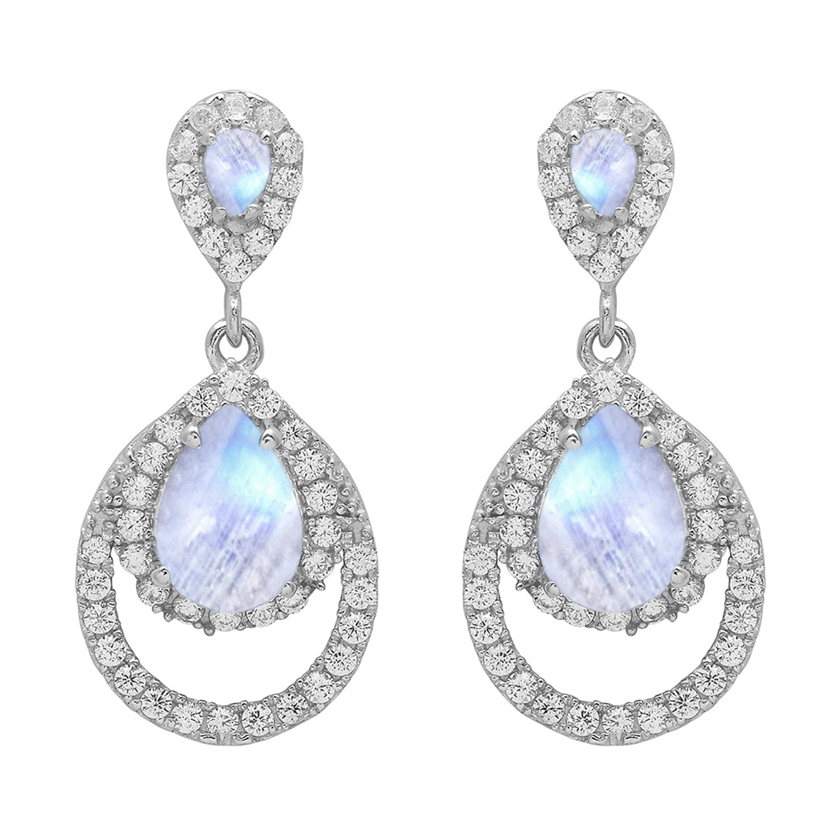 925 Sterling Silver Multi Gemstone Dangle Earrings