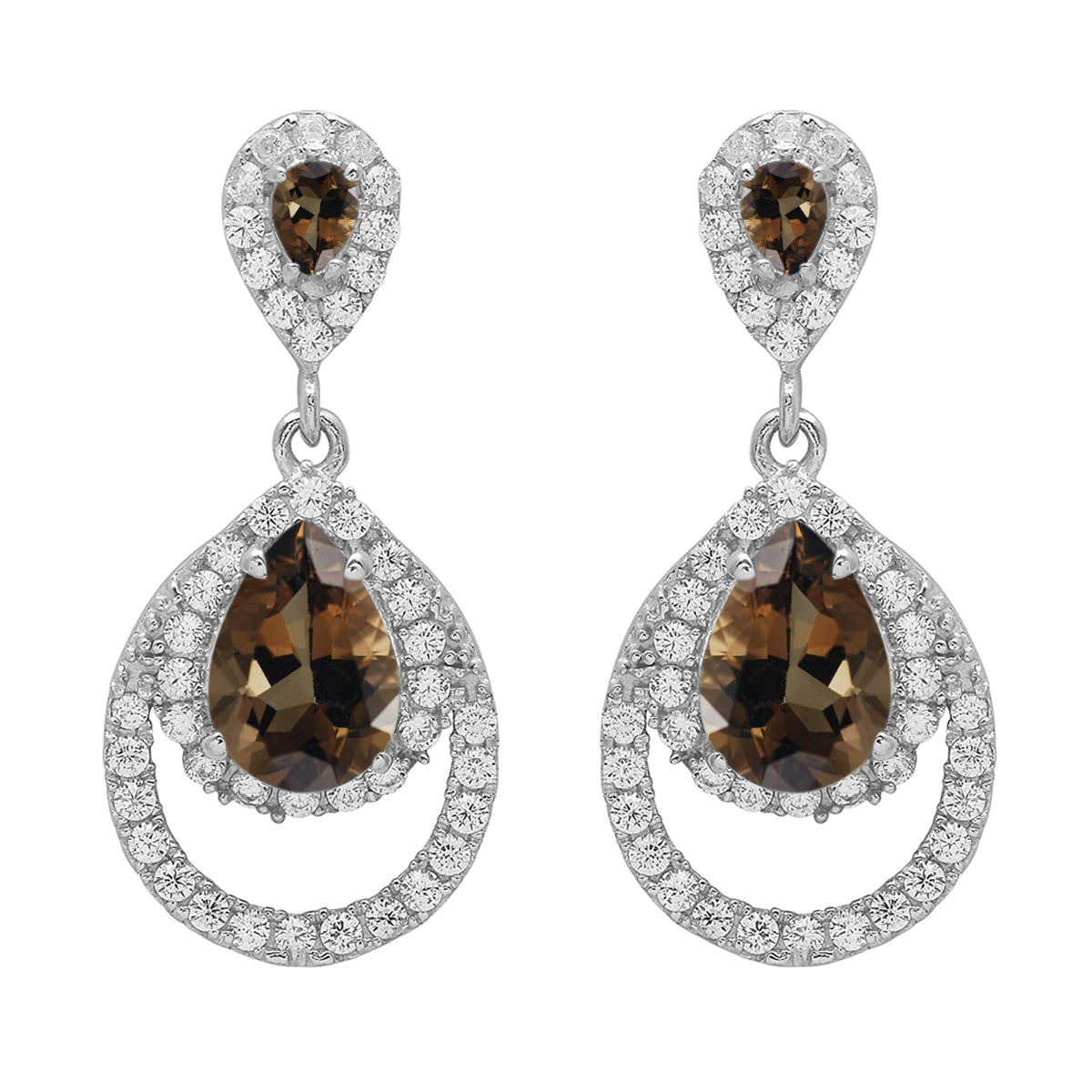 925 Sterling Silver Multi Gemstone Dangle Earrings