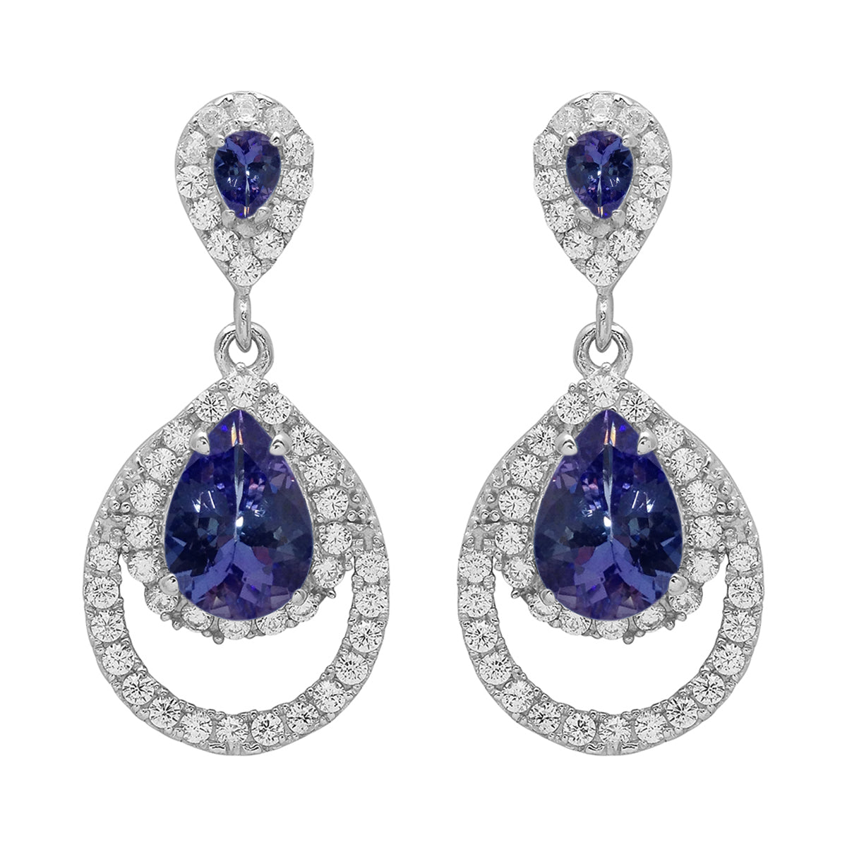925 Sterling Silver Multi Gemstone Dangle Earrings