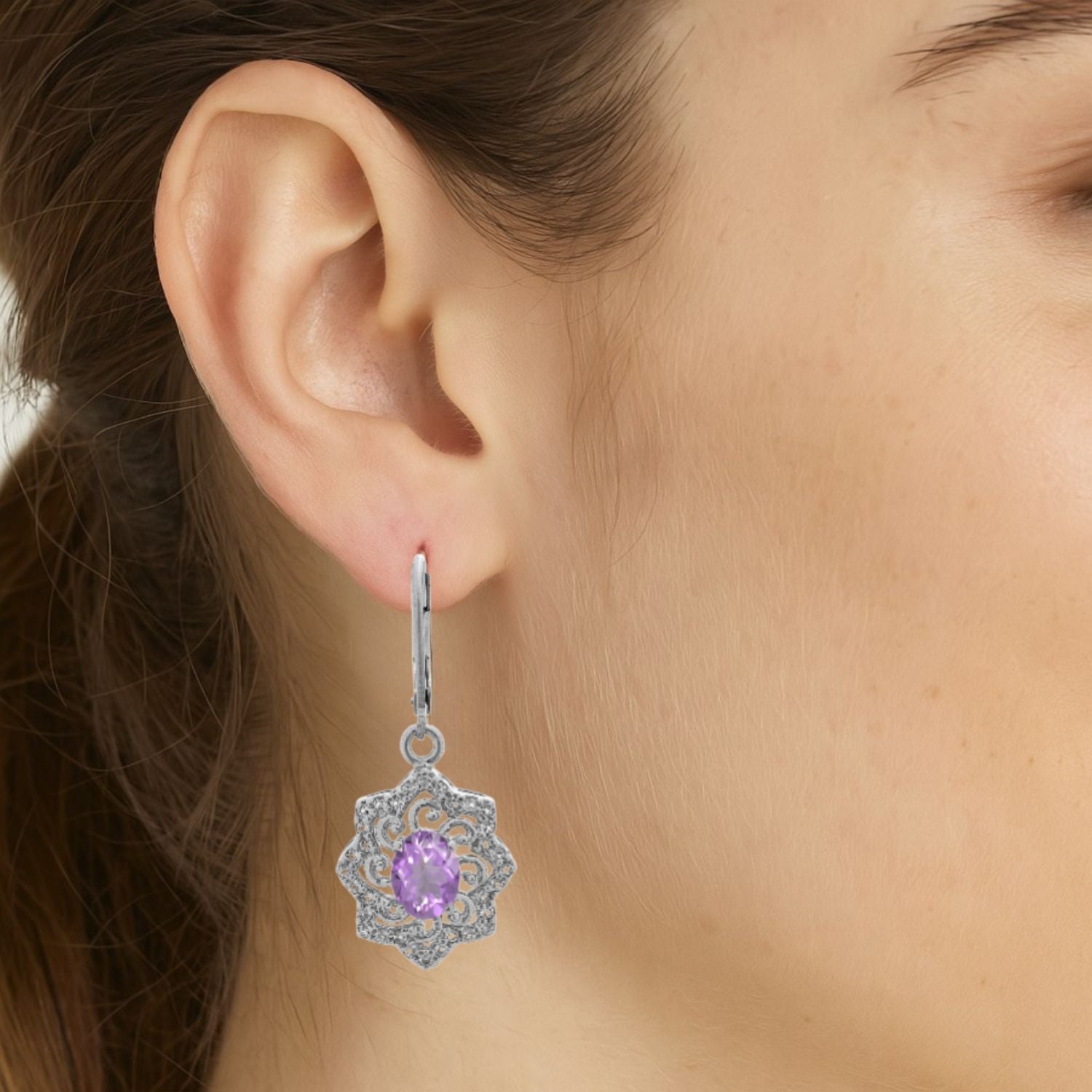 925 Sterling Silver Multi Gemstone Filigree Earring