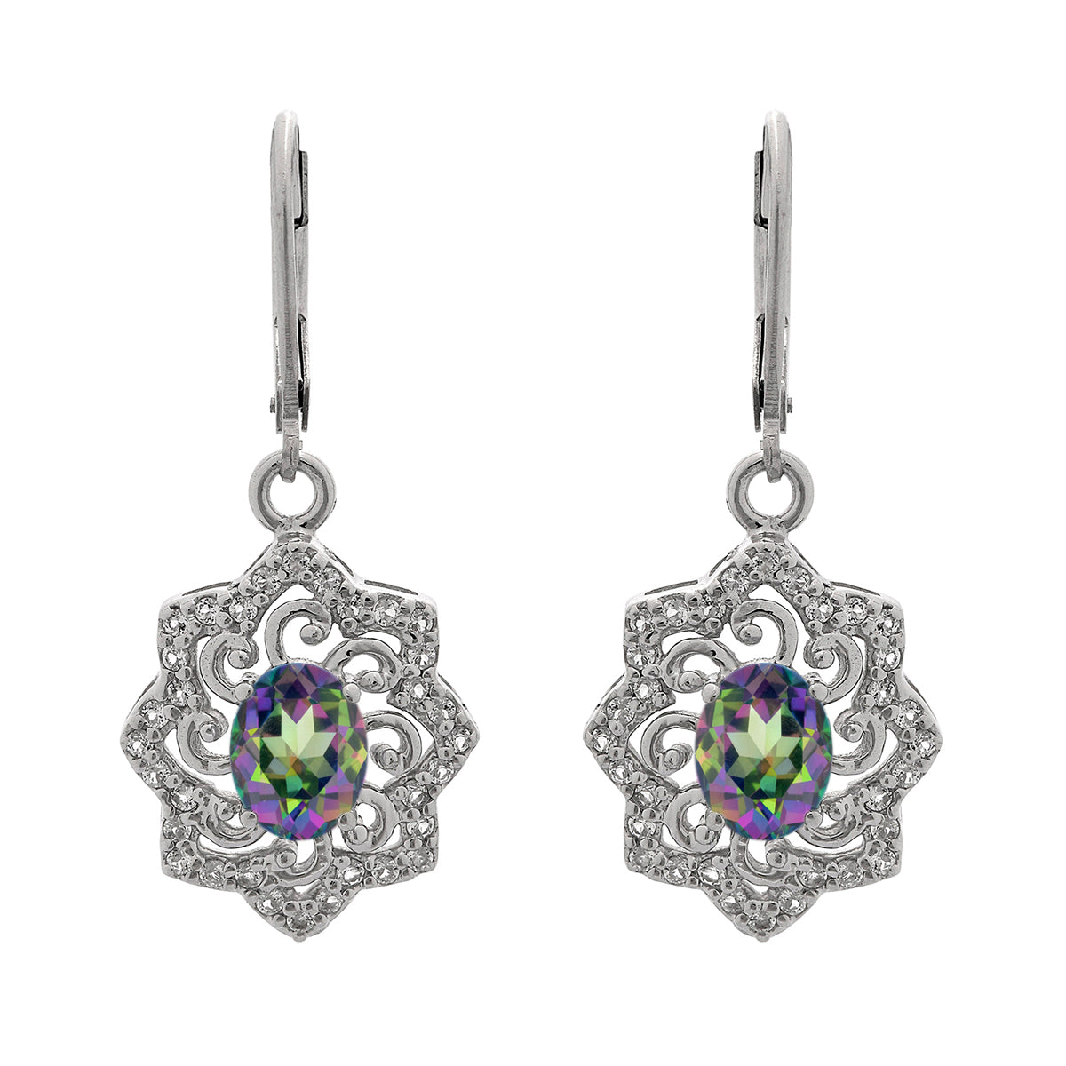 925 Sterling Silver Multi Gemstone Filigree Earring