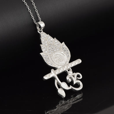 Silver Om Necklace 925 Sterling Silver Om Shree Traditional Religious Pendant Handmade Jewelry