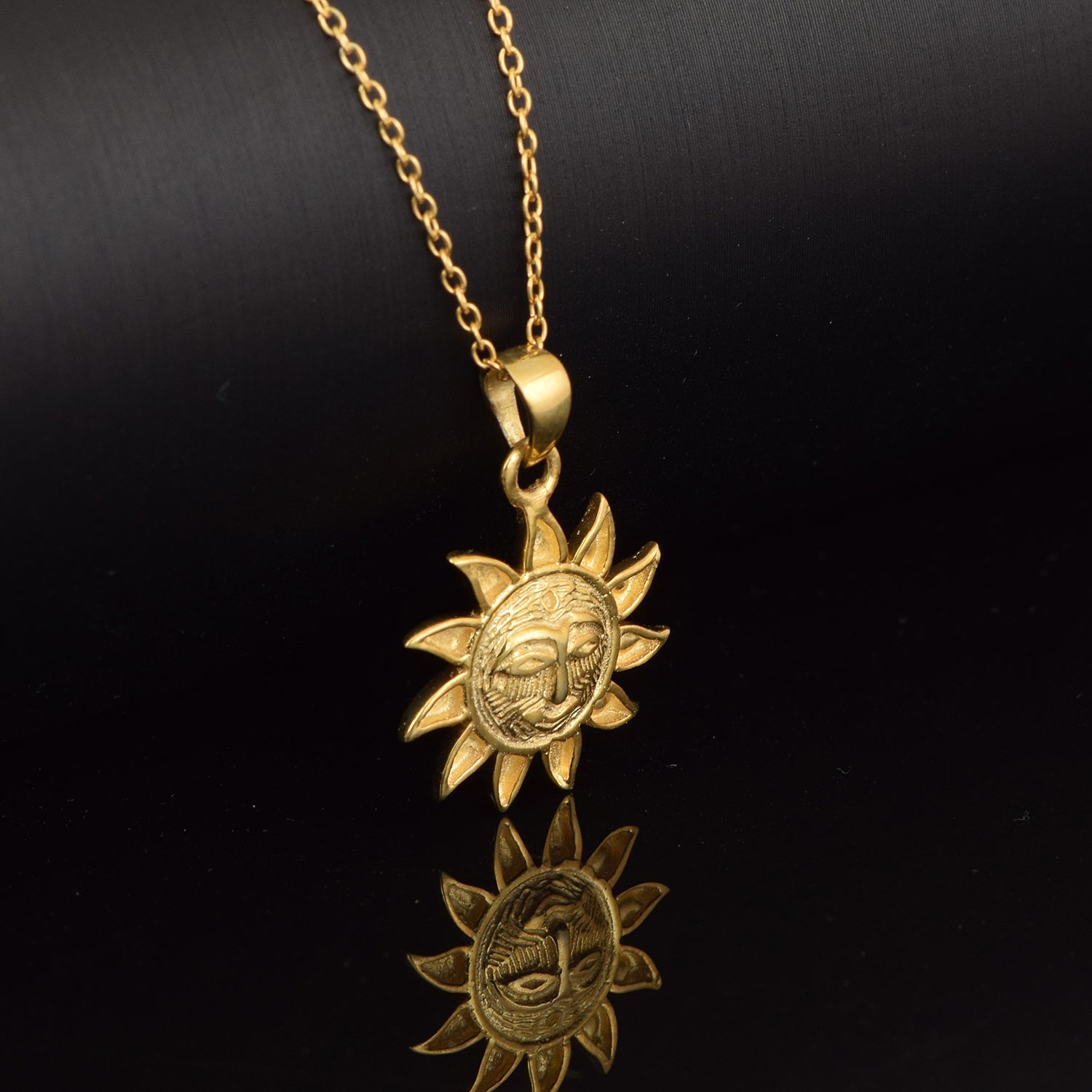 Sun Face Pendant - Sterling Silver