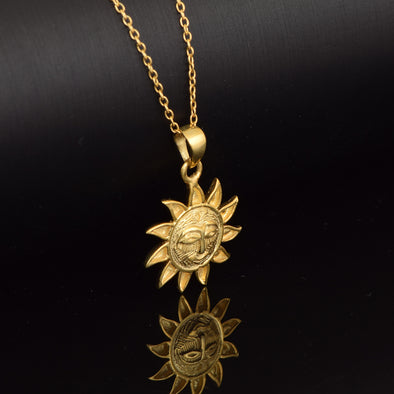 Handmade Sun Necklace 925 Sterling Silver Traditional Religious Sun Pendant Jewelry