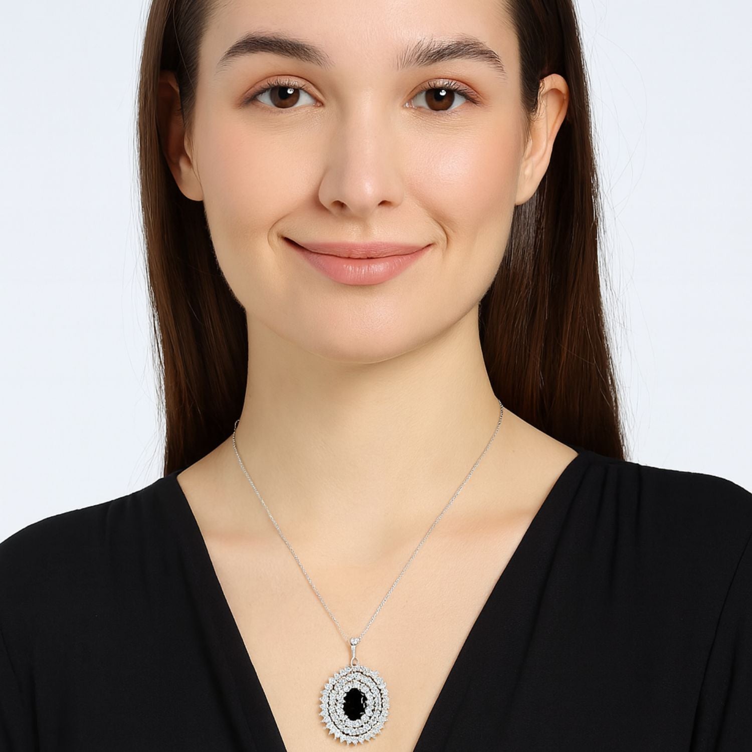 Oval Amethyst Pendant - Sterling Silver