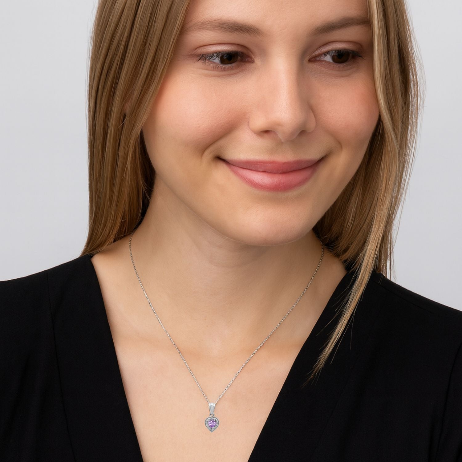 Multi Stone Heart-Shaped Pendant - Sterling Silver