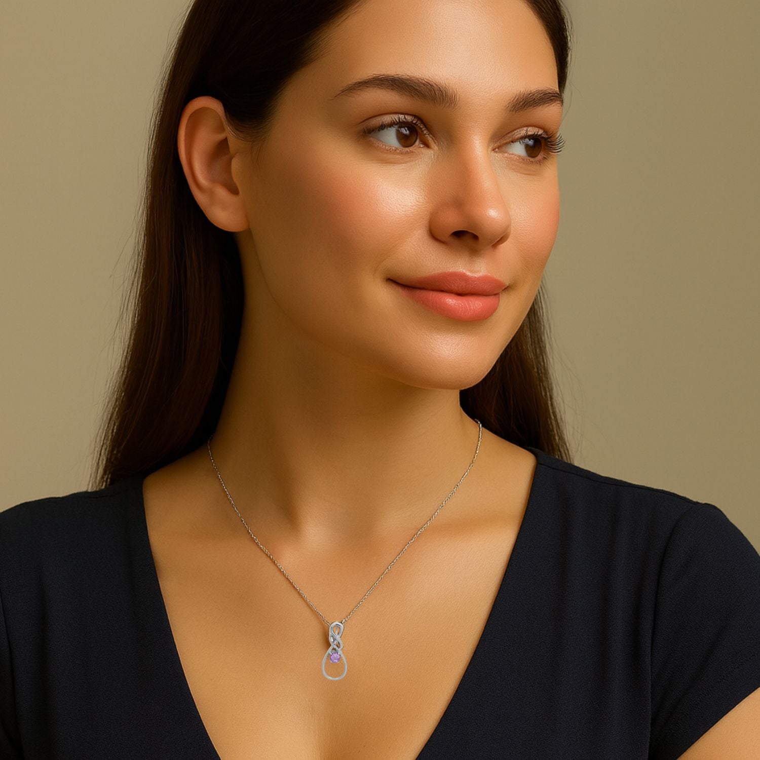 Multi Stone Infinity Pendant - Sterling Silver