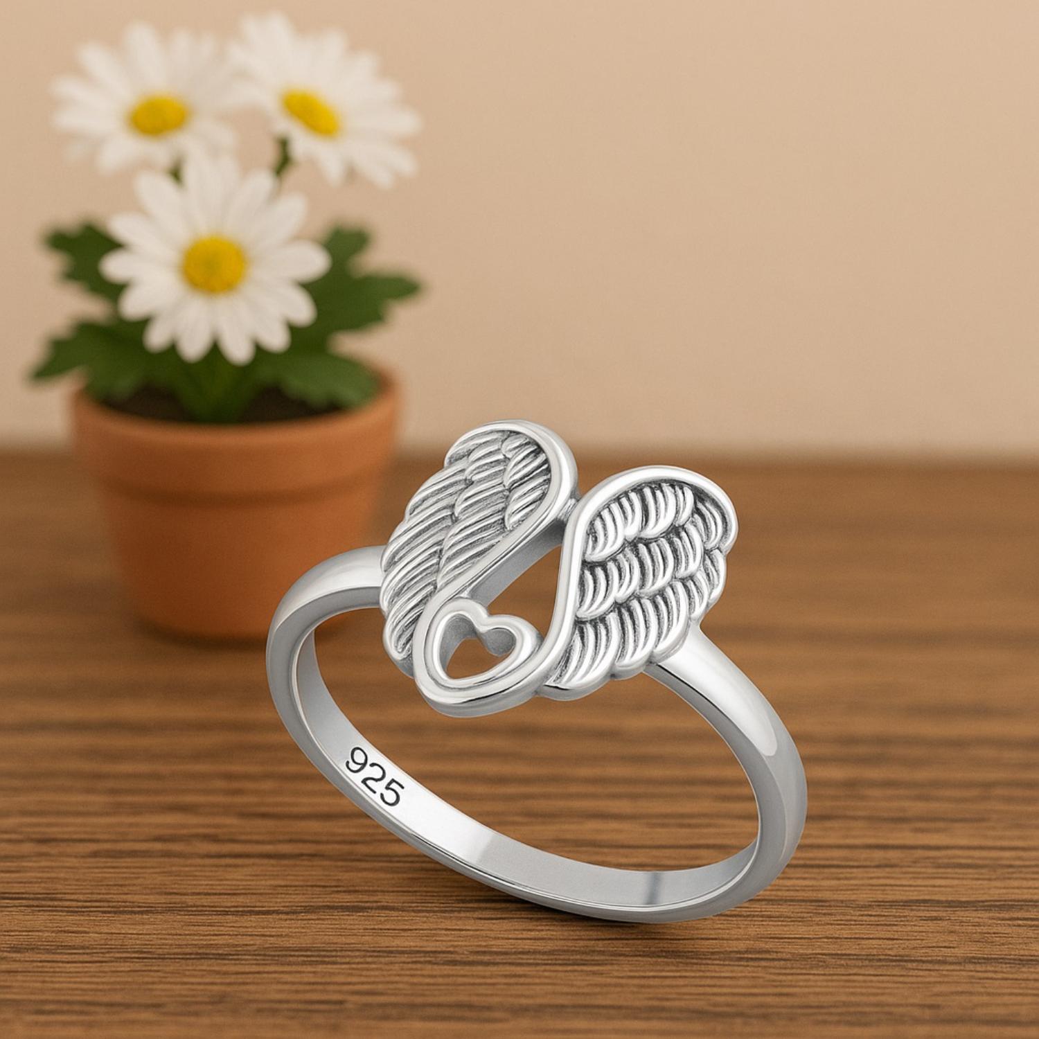 Infinity Angel Wing Ring - Sterling Silver