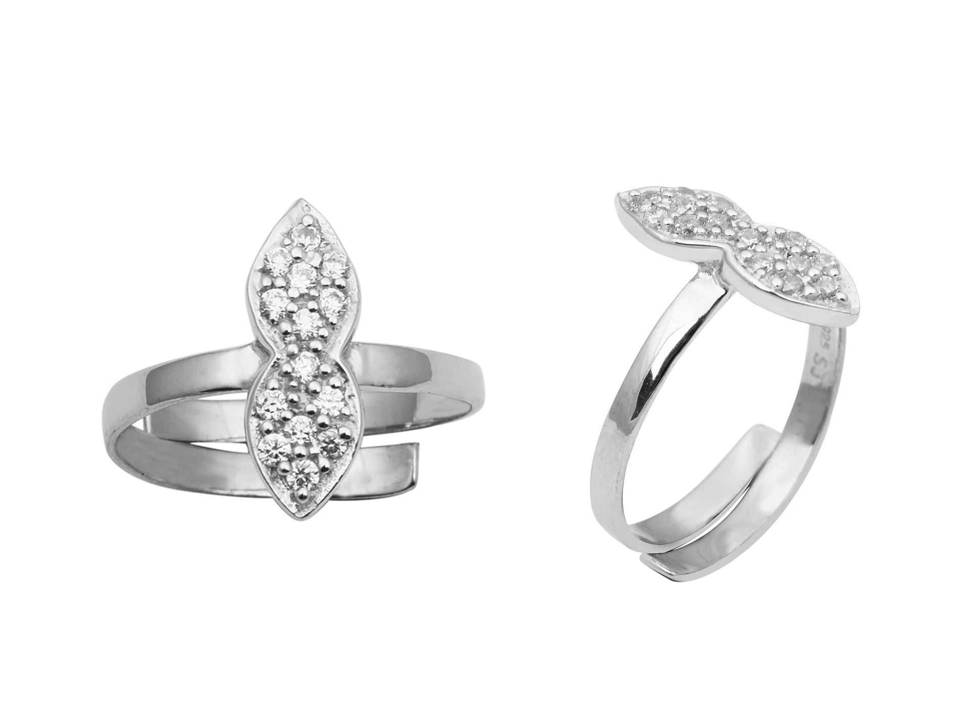 White CZ Marquise Leaf Toe Ring - Sterling Silver