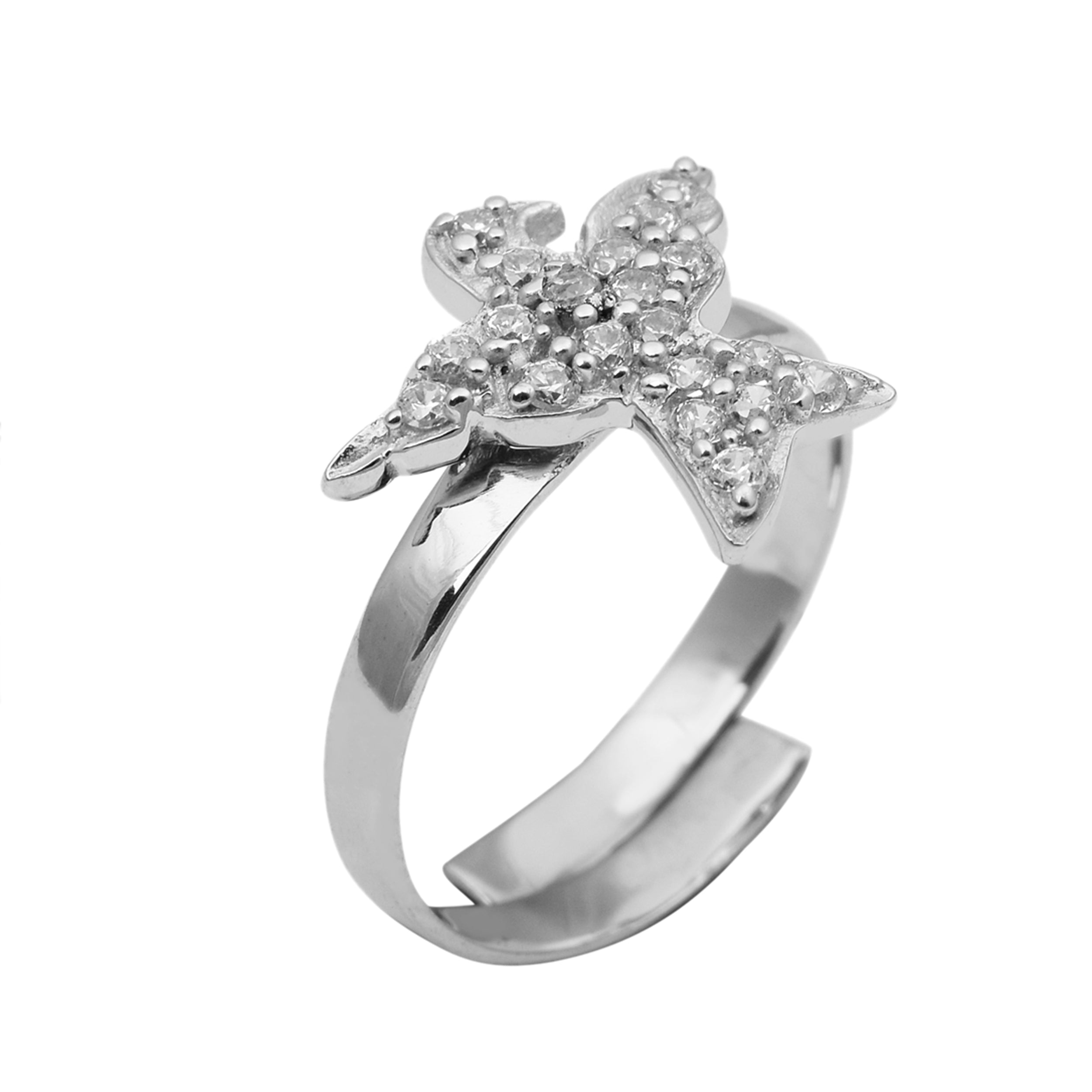 White CZ Bird Toe Ring - Sterling Silver