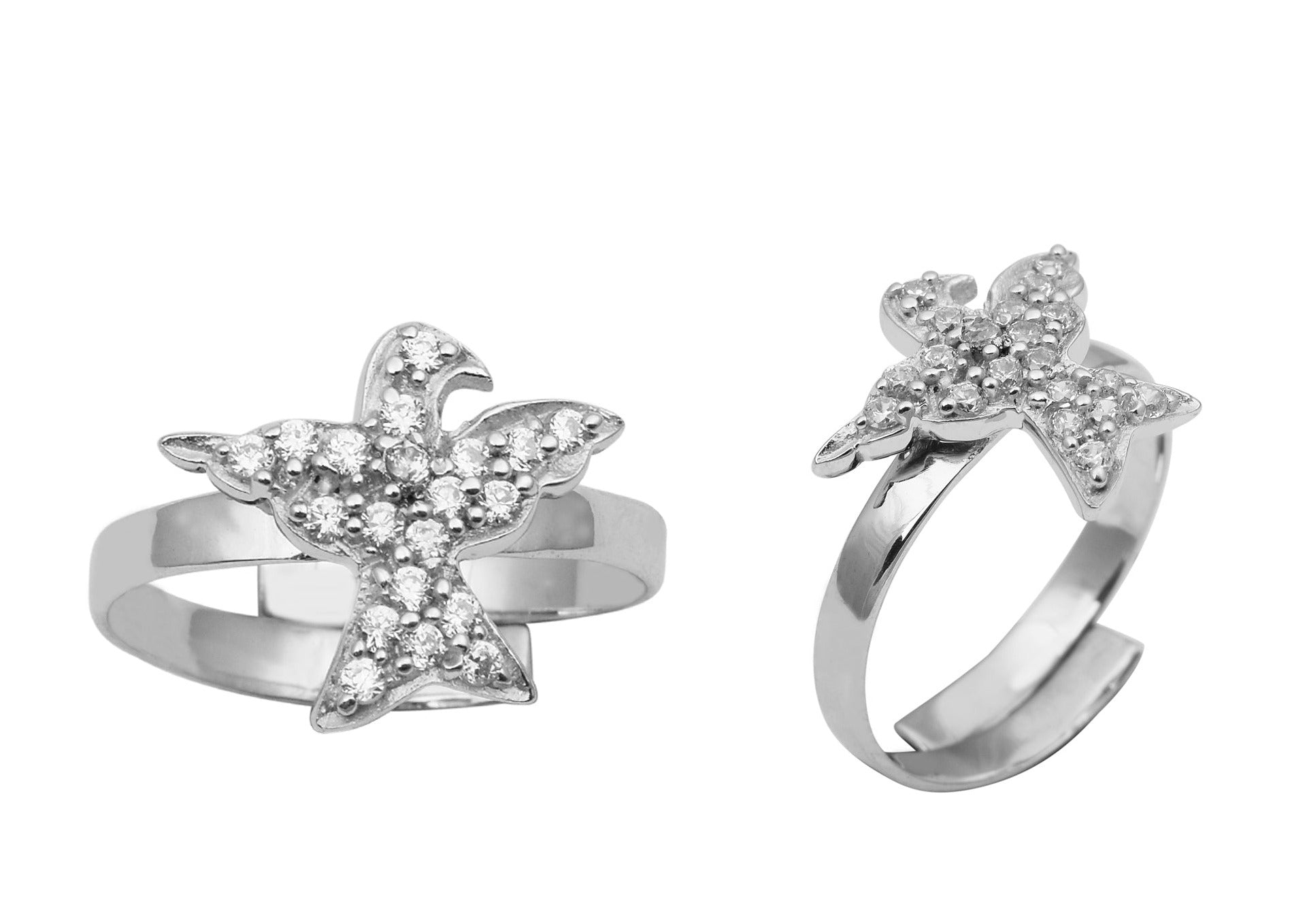White CZ Bird Toe Ring - Sterling Silver