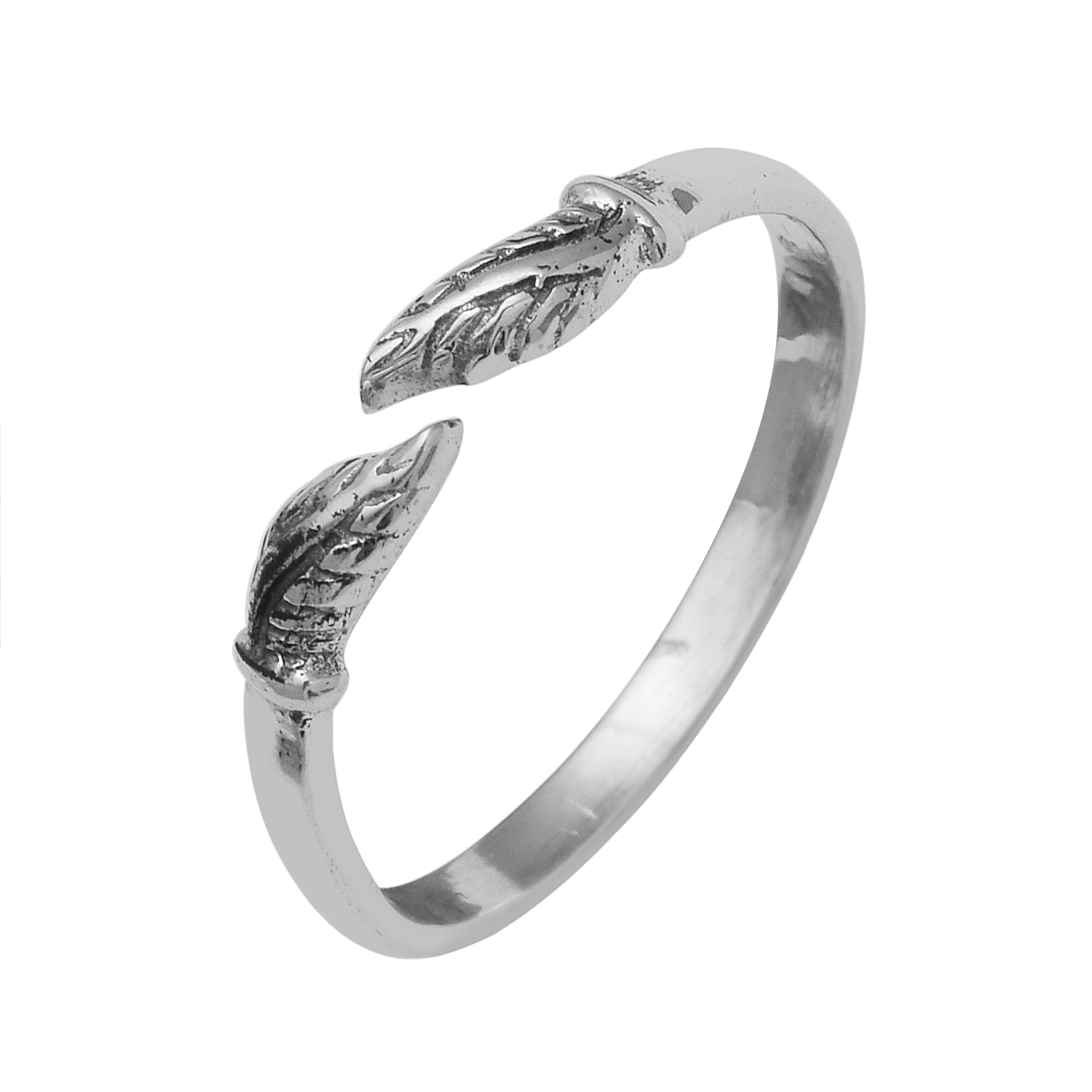 Leaf Front Open Toe Ring - Sterling Silver