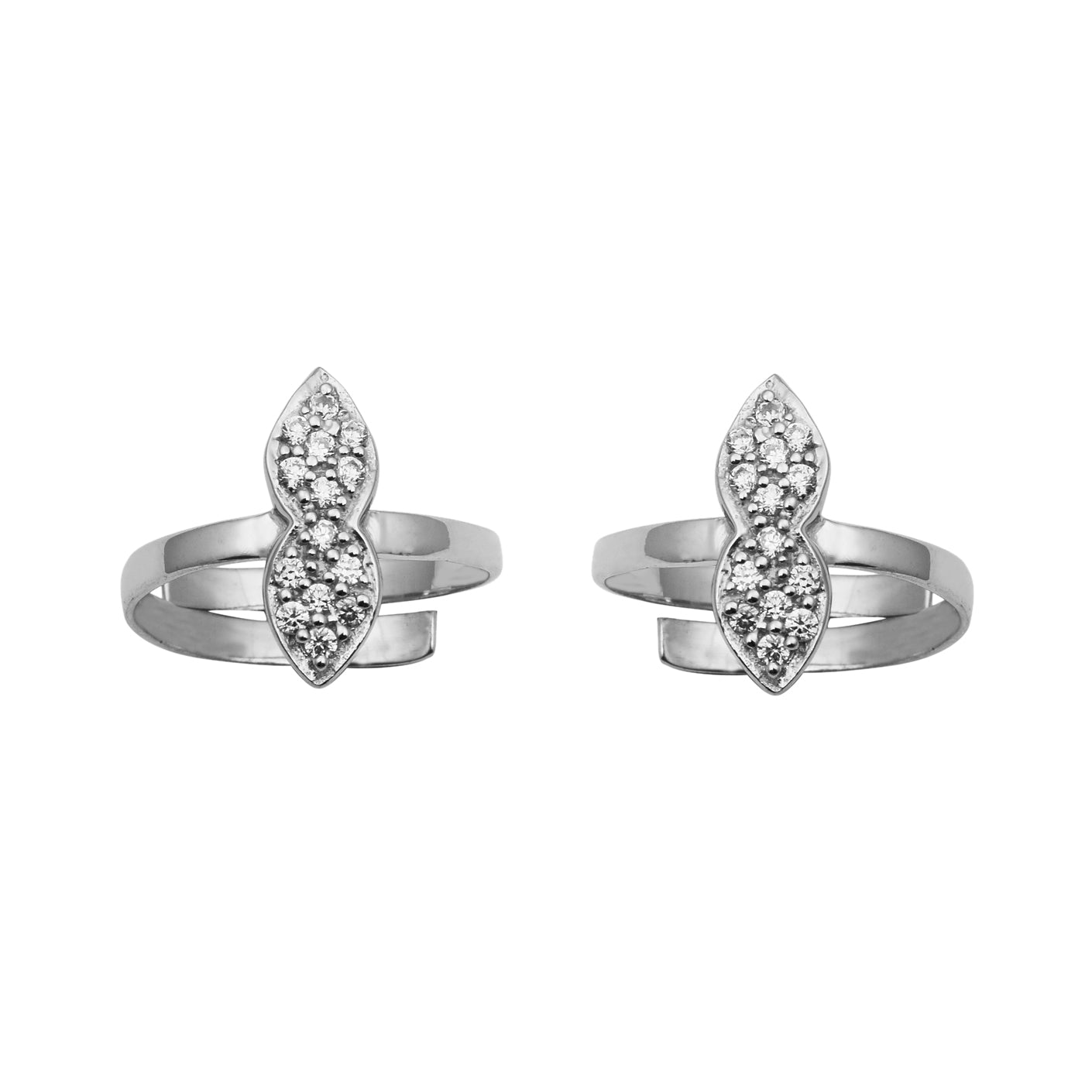 White CZ Marquise Leaf Toe Ring - Sterling Silver