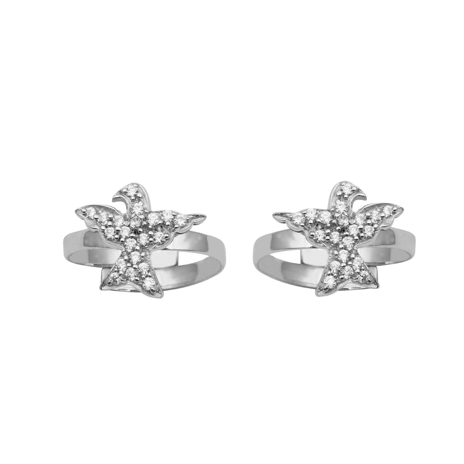White CZ Bird Toe Ring - Sterling Silver